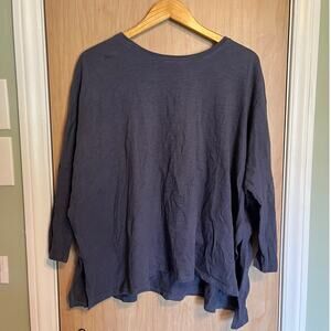 Mersea Slub Cotton 3/4 Length Sleeve Shirt One Size Oversized Lagenlook Coastal